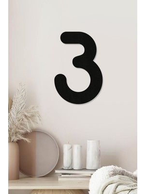 3 Rakamı - Tamamlanabilir Duvar Yazısı Harfi - Isim Yazmak Için Lazer Kesim Ahşap Harf