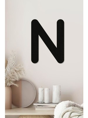 N Harfi - Tamamlanabilir Duvar Yazısı Harfi - Isim Yazmak Için Lazer Kesim Ahşap Harf
