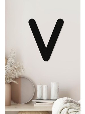 V Harfi - Tamamlanabilir Duvar Yazısı Harfi - Isim Yazmak Için Lazer Kesim Ahşap Harf