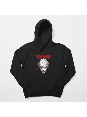 Kreator Siluet Logo Siyah Kapşonlu Sweatshirt Hoodie