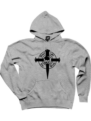 Black Label Society Order Of Black Skull Gri Kapşonlu Sweatshirt Hoodie