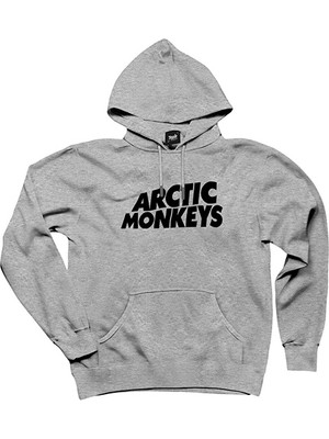 Arctic Monkeys Logo Gri Kapşonlu Sweatshirt Hoodie
