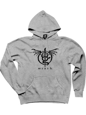 Lamb Of God Wrath Logo Gri Kapşonlu Sweatshirt Hoodie