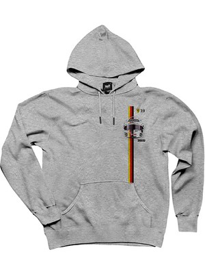 F1 Charles Leclerc Ferrari Kask Gri Kapşonlu Sweatshirt Hoodie