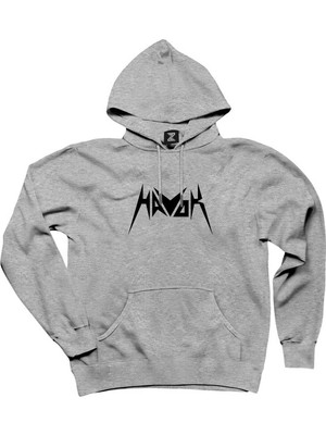 Havok Logo Gri Kapşonlu Sweatshirt Hoodie