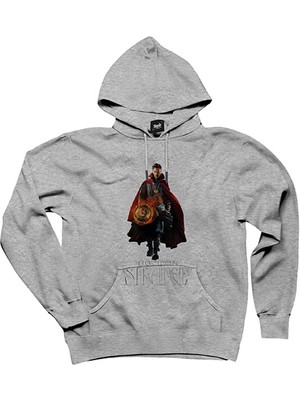 Dr. Strange Cool Gri Kapşonlu Sweatshirt Hoodie