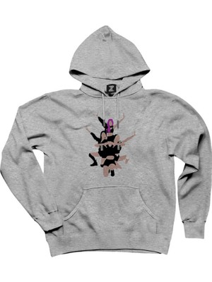 Blackpink Digital Simple Gri Kapşonlu Sweatshirt Hoodie