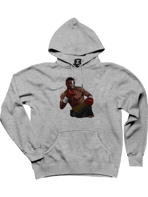 Mike Tyson Wbc Fight Gri Kapşonlu Sweatshirt Hoodie