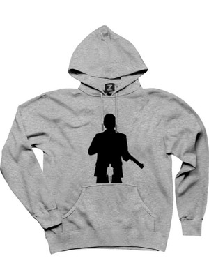 John Wick Chapter 4 Black And White Gri Kapşonlu Sweatshirt Hoodie