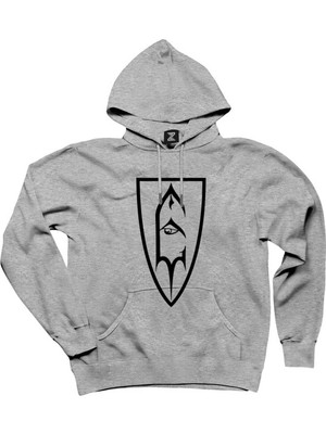 Emperor Shield Woven Gri Kapşonlu Sweatshirt Hoodie