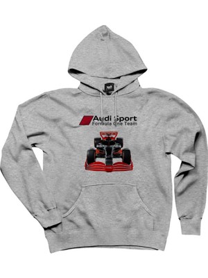 F1 Audi Sport Formula Gri Kapşonlu Sweatshirt Hoodie