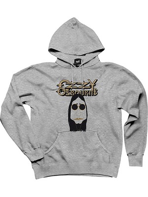Ozzy Osbounre Drawing Gri Kapşonlu Sweatshirt Hoodie