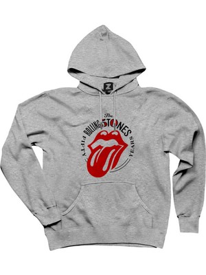 The Rolling Stones 50 Years Gri Kapşonlu Sweatshirt Hoodie