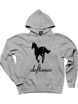 Deftones Pony Gri Kapşonlu Sweatshirt Hoodie