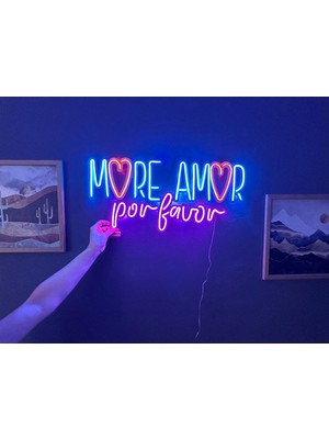 More Amor Neon Metal Duvar Dekor Yazı Temalı Neon