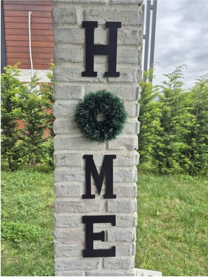 Bohem Iskandinav Tasarım Çelenk Detaylı H-O-M-E Kapı Duvar Dekoru Süs Hediyelik (100 Cm)