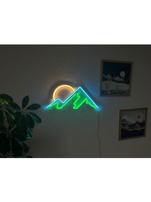 Mountain Neon Metal Duvar Dekor Dağ Temalı Neon