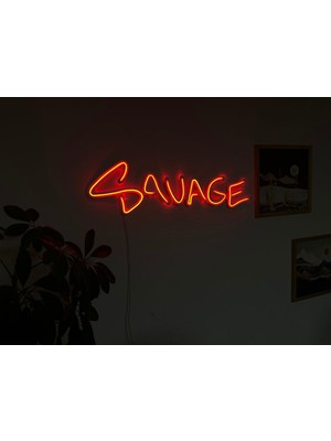Savage Neon Metal Duvar Dekor Yazı Temalı Neon