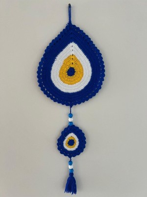 Mavi Beyaz Nazar Boncuklu Balkon Duvar Süsü EN:17CM BOY:54CM