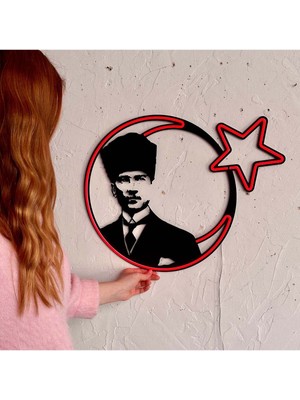 Atatürk Neon Metal Duvar Dekor Türk Bayrağı Temalı Neon