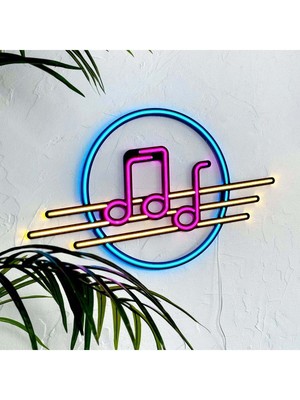 Solfeggio Neon Metal Duvar Dekor Müzikal Temalı