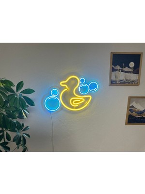 Rubber Duck Neon Metal Duvar Dekor Ördek Neon Temalı