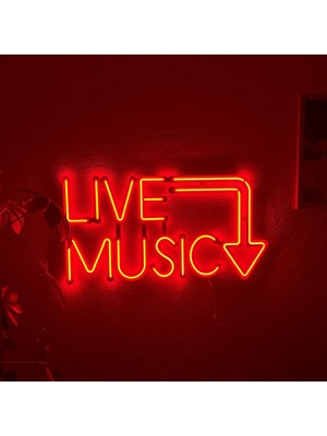 Live Music Neon Metal Duvar Dekor Müzik Temalı Neon