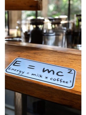 E=mc2 (Energy + Milk x Coffee) Duvar Dekoru Kahve Makinası Yanı Kahve Köşesi Süs Sticker  Hediyelik