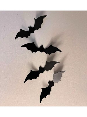Cadılar Bayramı Yarasa Duvar Süsü - Dekoratif Yarasa Süsü - Duvar Süsü - (10 Adet)
