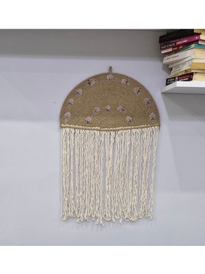 Bohem Jüt Püsküllü Dekupaj Detaylı Duvar Dekoru Japon Yelpazesi Duvar Süsü