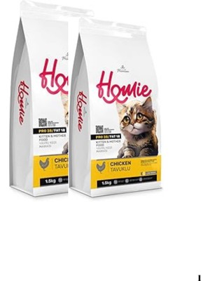 2 Adet Düşük Tahıllı Tavuklu Yavru ve Anne Kedi Maması 1,5 kg