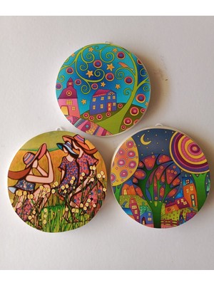 Naif Art Temalı 3 Lü Duvar Süsü