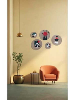 Afrikan Duvar Tabağı Hasır El Yapımı Dekarasyon 5 Li Set