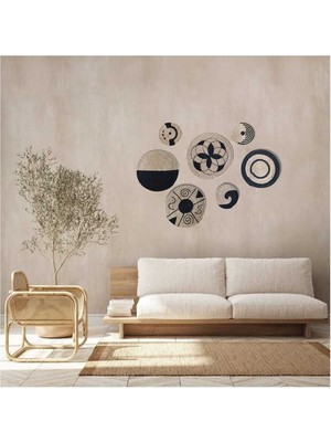 Afirika Tabağı 7'li Siyah Renk Afrikan Tarz Hasıl El Yapımı Duvar Dekarasyoun