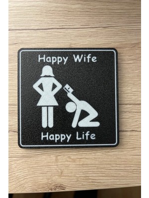 Happy Life Happy Wife (Karım Mutlu, Hayat Mutlu) Duvar Resmi – Şık Dekorasyon ve Hediyelik Süs 12X1