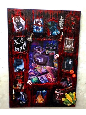 Korku Filmi Temalı Ahşap Pano