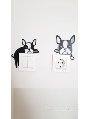 2li Puppy Köpek Priz Süsü Dekoratif Priz Çerçeve Süsü Plastik  Yapışkan Bantlı Dekoratif Şık