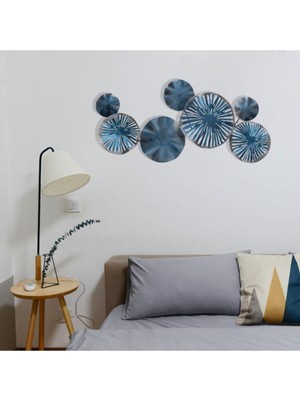 Metal Mavi Gümüş Ev Ofis Duvar Süsü 35X79CM