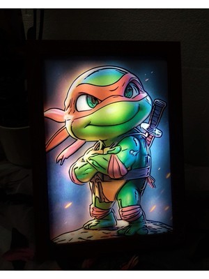 Ninja Kaplumbağa,led Işıklı Dekoratif Çerçeve.