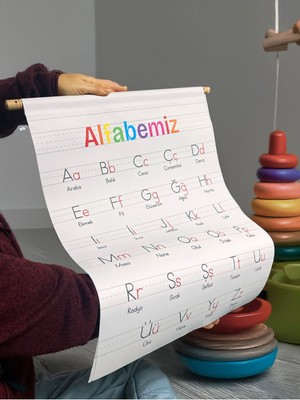Alfabe Eğitici, Öğretici Özel Duvar Süsü, Flama Duvar Süsü 44 x 64 cm