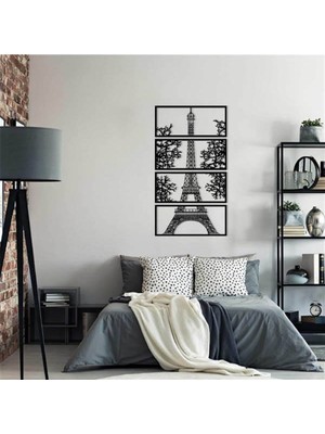 4'lü Eiffel Tablo Ahşap Duvar Dekoru