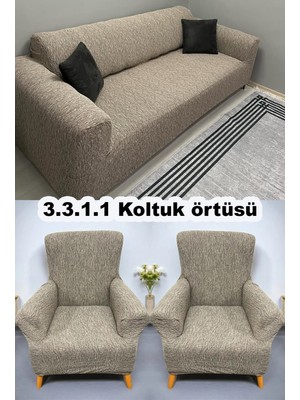 Jakarli koltuk Örtüsü 3+3+1+1 Takımı Lastikli Esnek Yıkanabilir Çekyat Kanepe Kılıfı vizyon renk