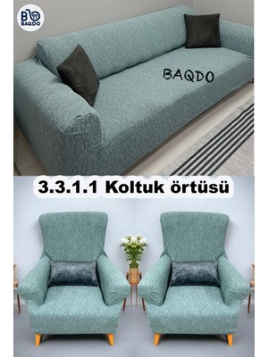 Koltuk Örtüsü 3+3+1+1 Takımı Lastikli Esnek Yıkanabilir Çekyat Kanepe Kılıfı.