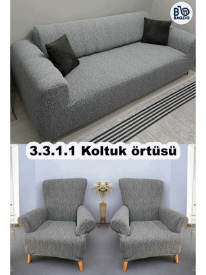Baqdo Koltuk Örtüsü 3+3+1+1 Takımı Lastikli Esnek Yıkanabilir Çekyat Kanepe Kılıfı.