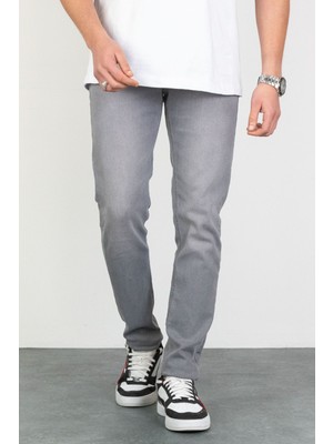 Halat's Henry Erkek Gri Regular Fit Likralı Jean Kot Pantolon Pamuk Elastan 5 Cepli Casual Stil