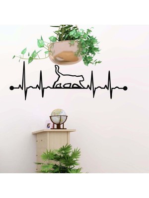 Ekg Kedi Metal Duvar Dekoru