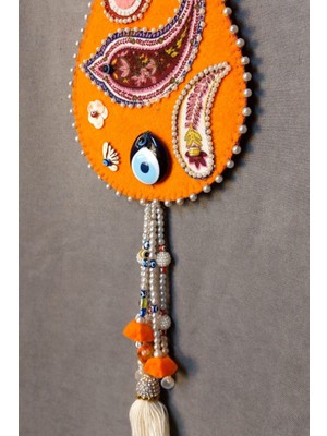 - Aslı 5776 - 4504 El Yapımı Otantik Nazar Boncuklu Duvar Süsü - Turuncu Lale