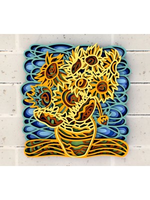 Katmanlı Çiçek Temalı Duvar Dekoru Duvar Tablosu