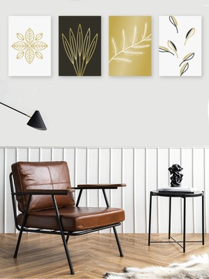 4 Parça Modern Tarzı Sanatsal Ahşap Tablo Seti