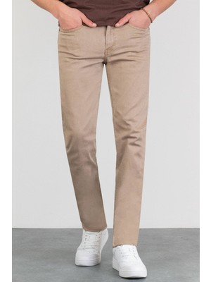 Halat's Erkek Bej Regular Fit Likralı Jean Boru Paça Rahat Kesim Kot Pantolon BENJAMİN
